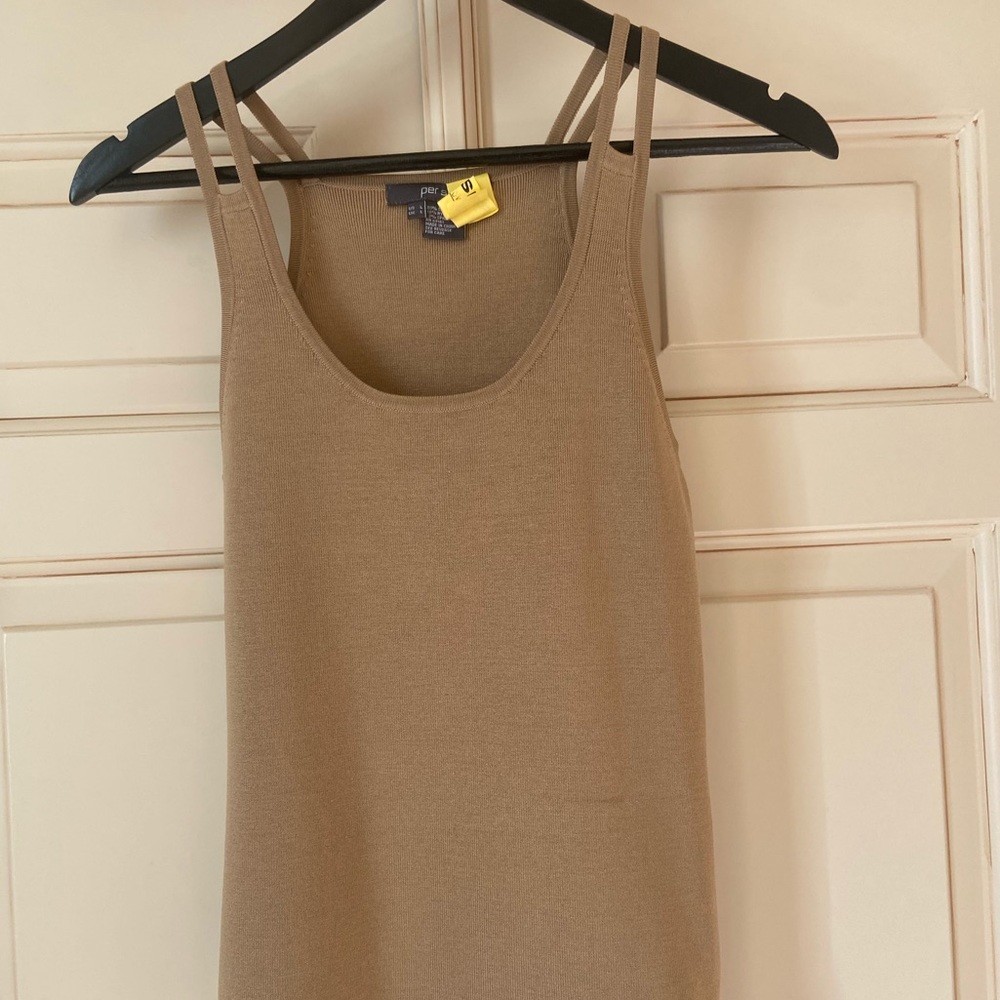 Per Se Cognac Colored Knit Tank - L